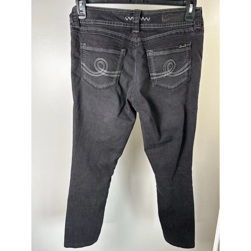 Seven7 Jeans Women Size 8 Skinny Dark Wash Five Pockets Stretch Denim Black